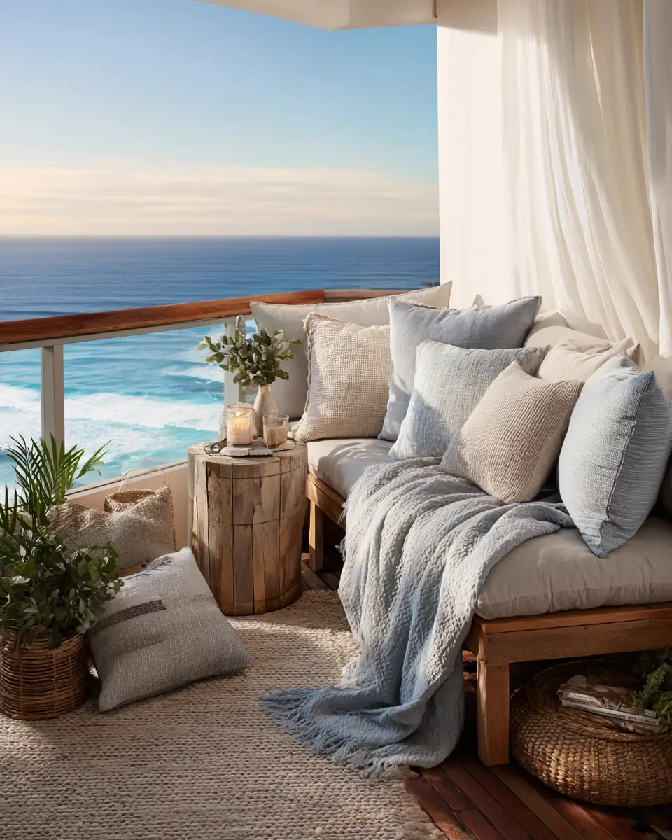 Long Coastal Balcony Decor Ideas