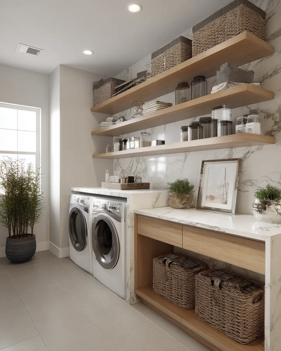 Long Contemporary Laundry Room Decor Ideas