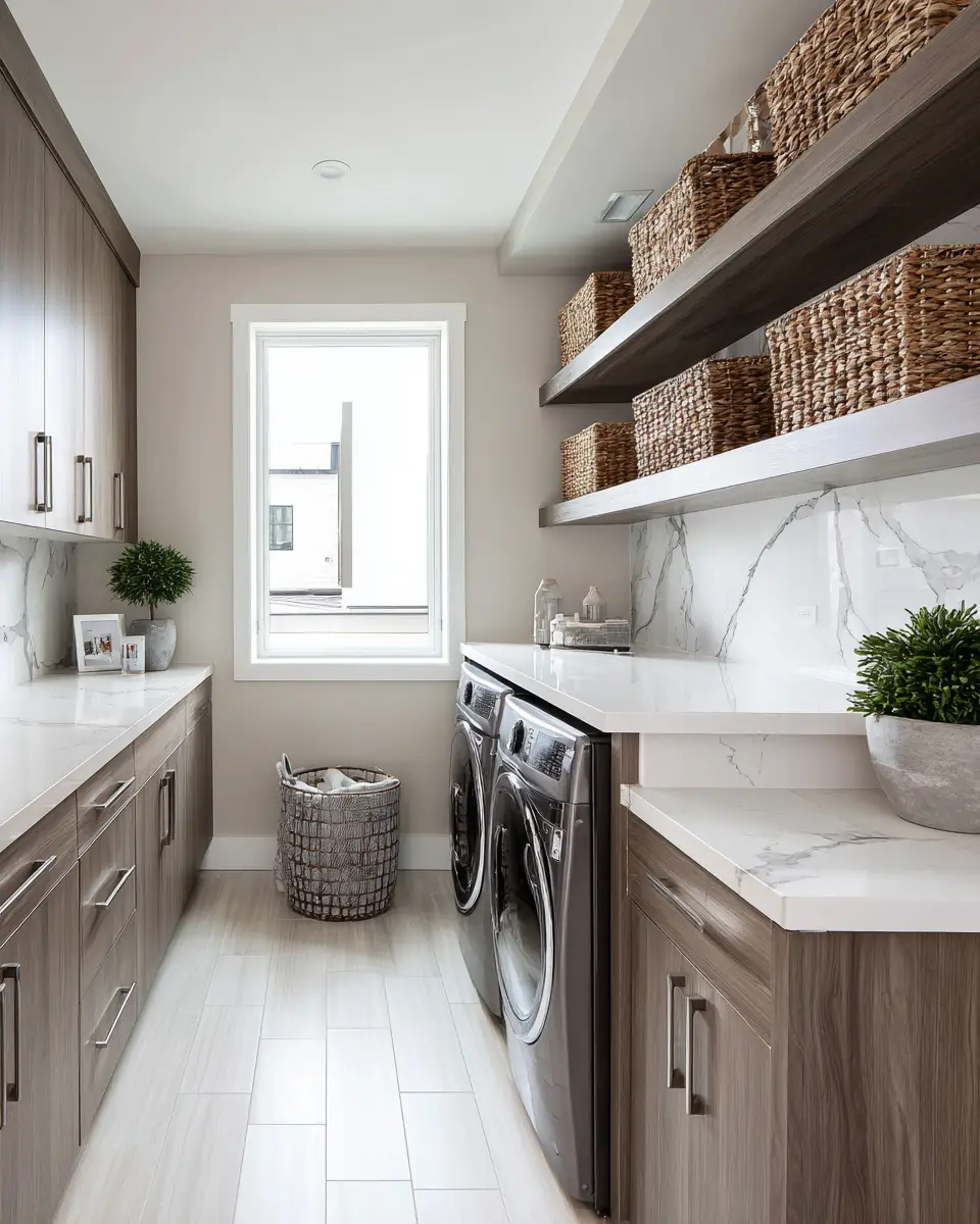 Long Contemporary Laundry Room Decor Ideas