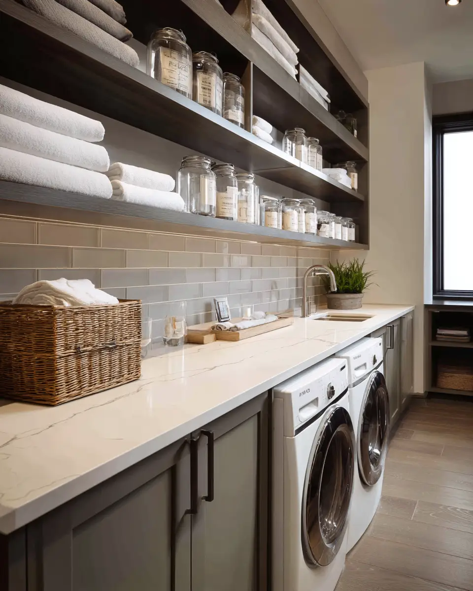 Long Contemporary Laundry Room Decor Ideas