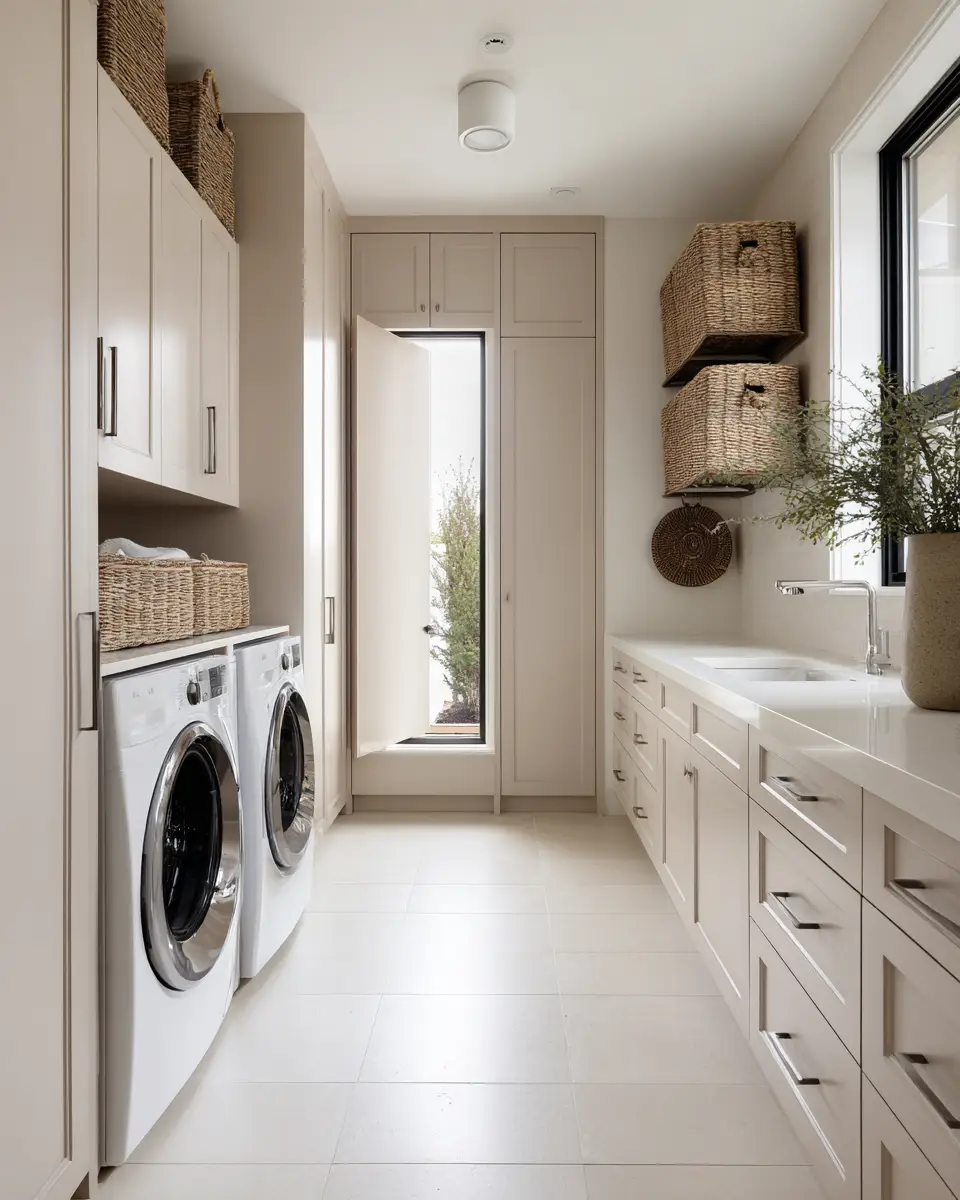 Long Contemporary Laundry Room Decor Ideas