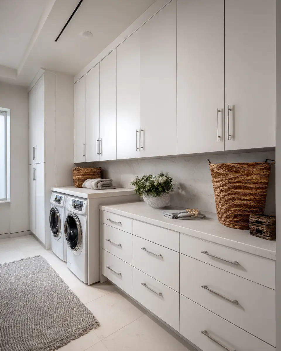 Long Contemporary Laundry Room Decor Ideas
