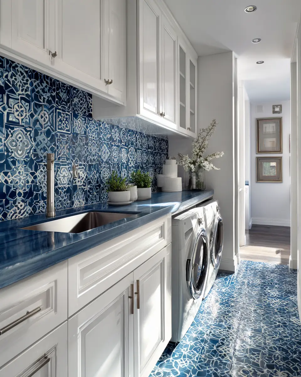 Long Contemporary Laundry Room Decor Ideas