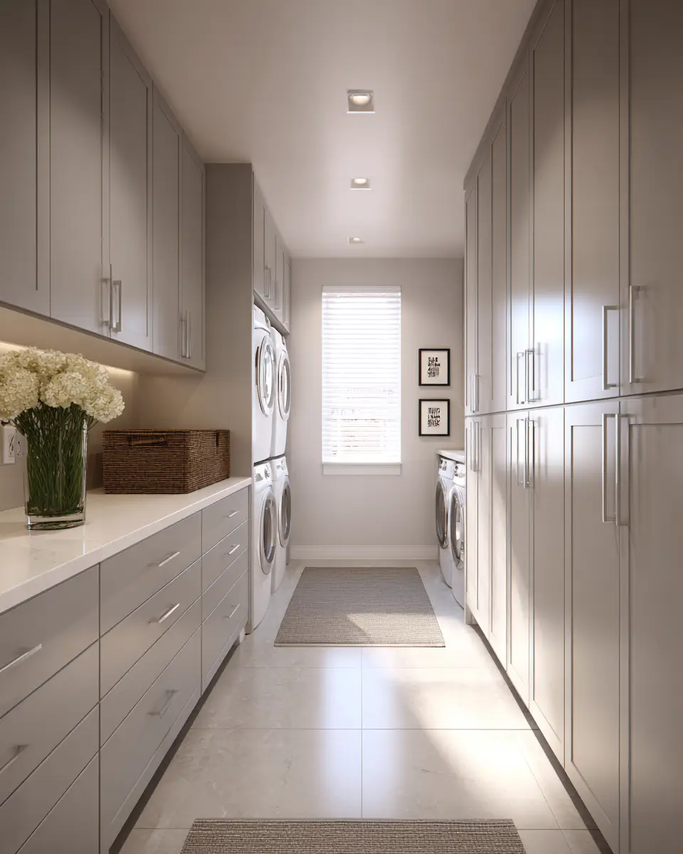 Long Contemporary Laundry Room Decor Ideas