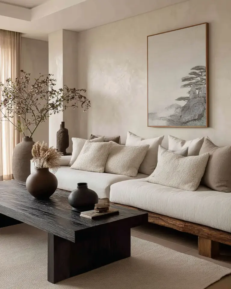 Long Japandi Living Room Decor Ideas - Featured