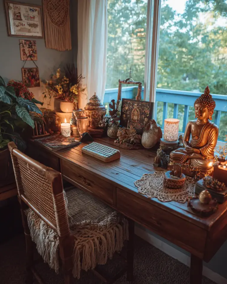 Moody Boho Home Office Decor Ideas - Featured