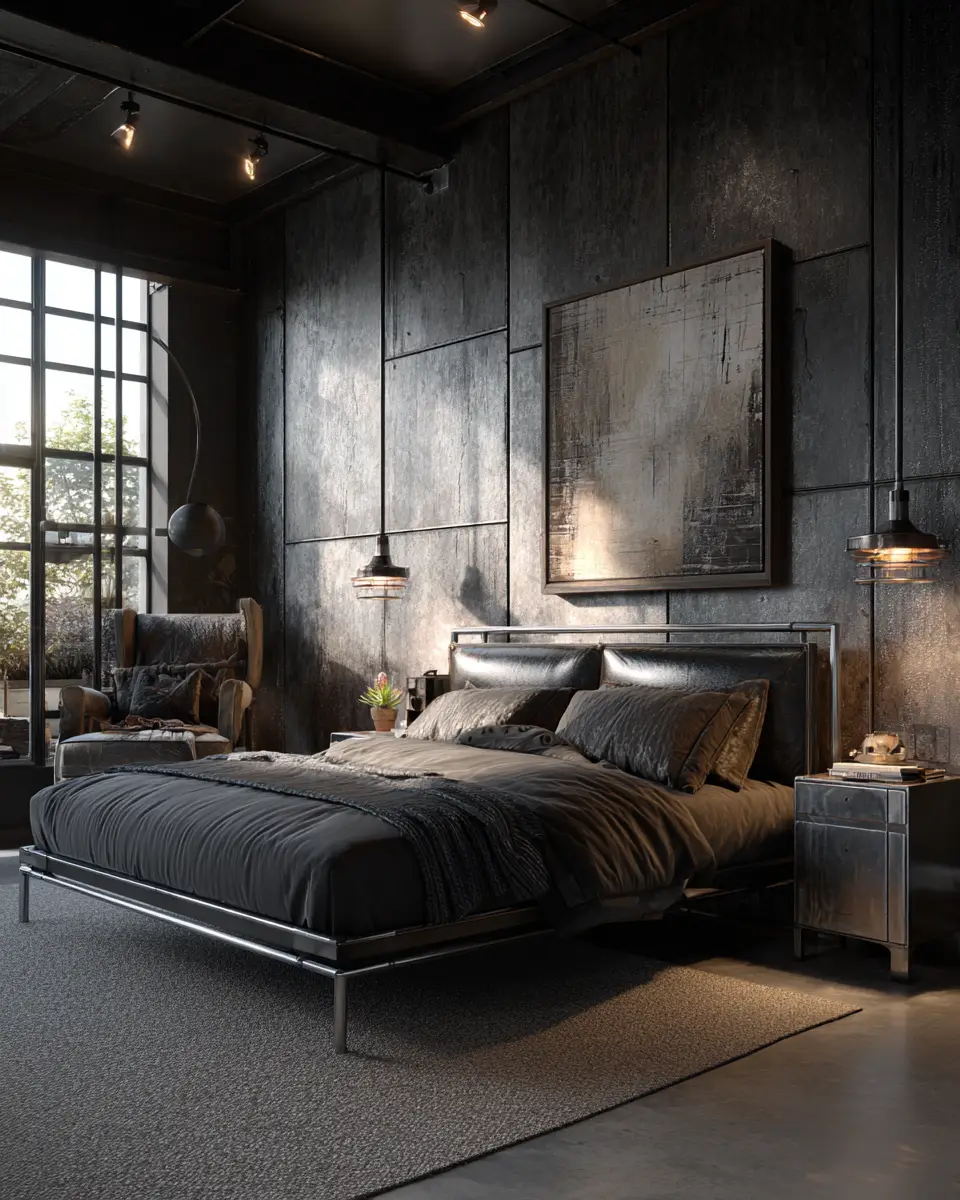 Moody Industrial Bedroom Decor Ideas