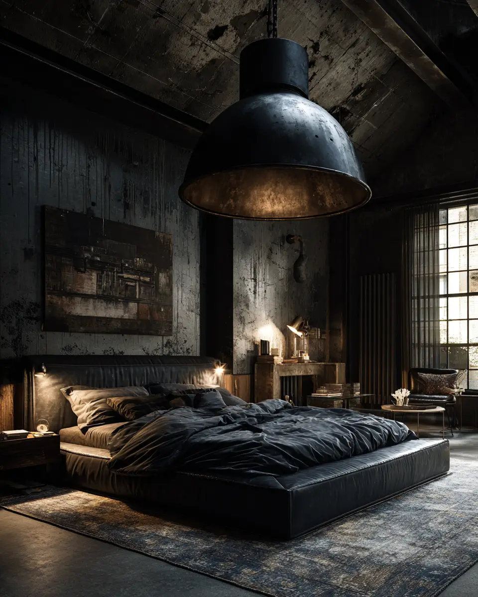 Moody Industrial Bedroom Decor Ideas