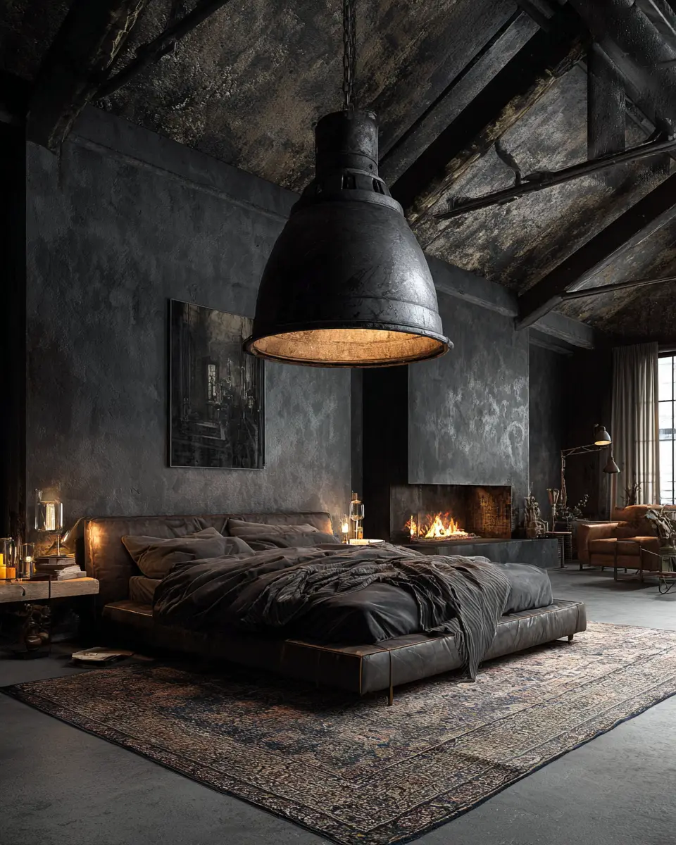 Moody Industrial Bedroom Decor Ideas