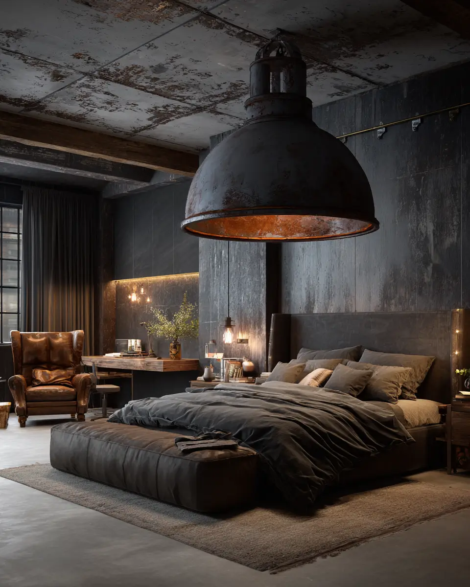Moody Industrial Bedroom Decor Ideas