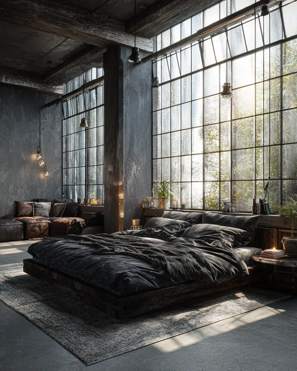 Moody Industrial Bedroom Decor Ideas