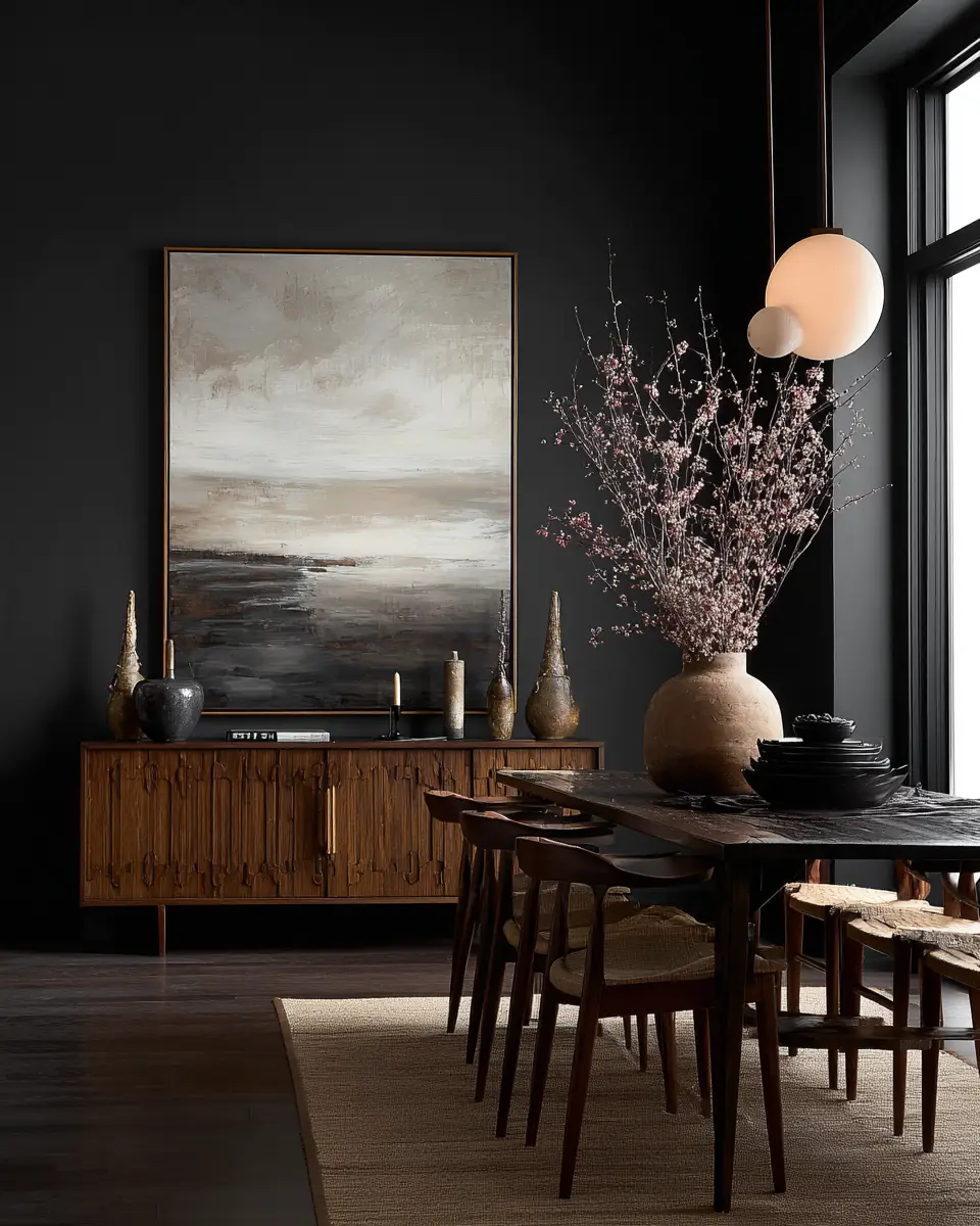 Moody Japandi Dining Room Decor Ideas