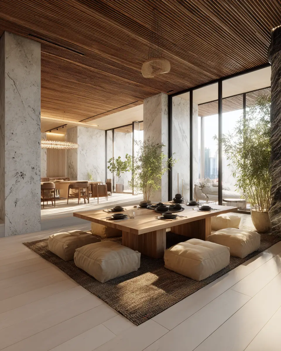 Moody Japandi Dining Room Decor Ideas