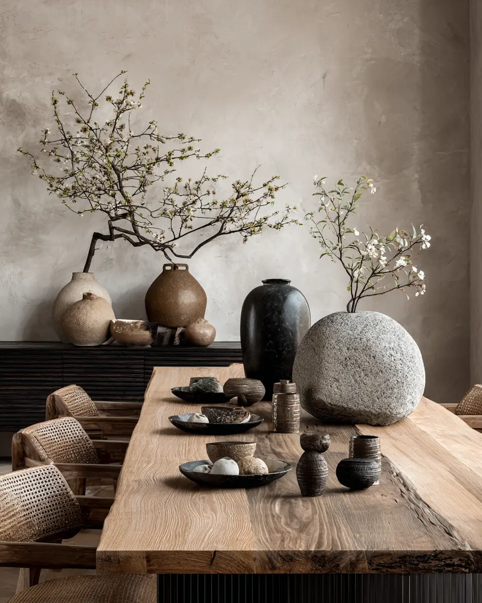 Moody Japandi Dining Room Decor Ideas