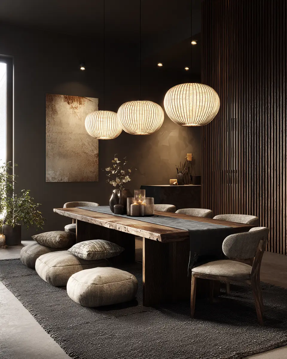 Moody Japandi Dining Room Decor Ideas