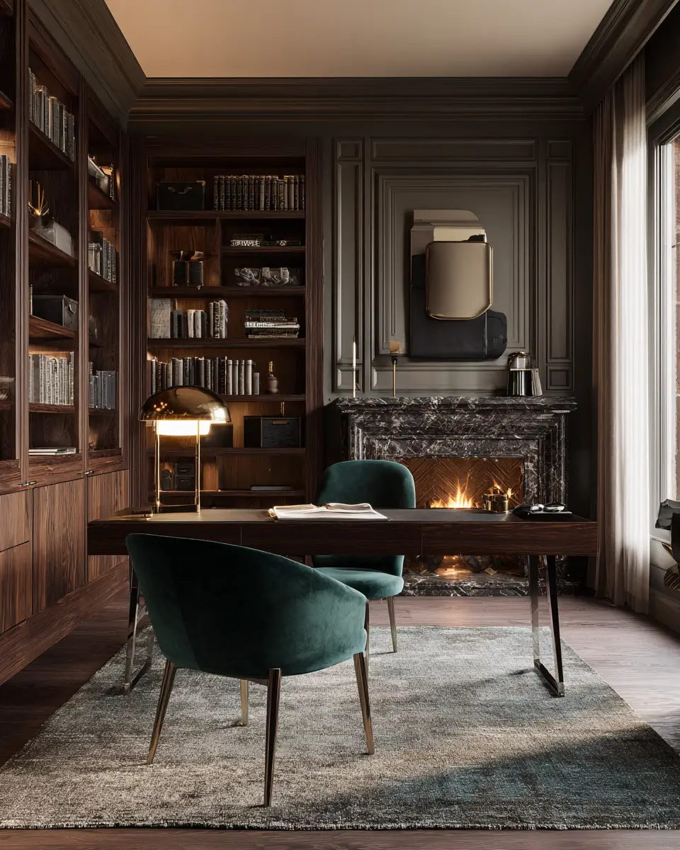 Moody Mid-Century Modern Home Office Decor Ideas