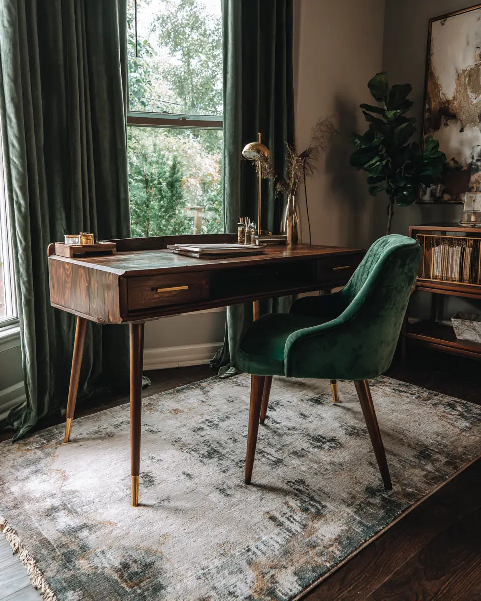 Moody Mid-Century Modern Home Office Decor Ideas