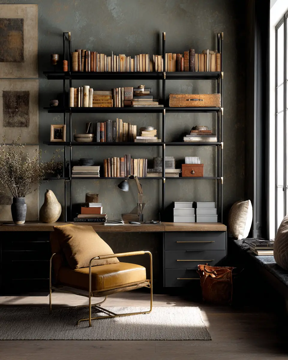 Moody Mid-Century Modern Home Office Decor Ideas
