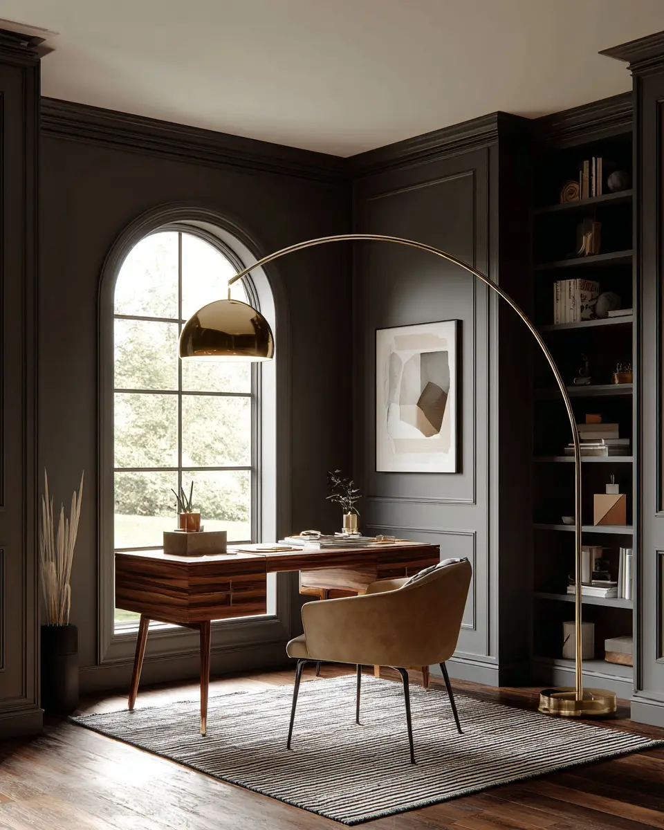 Moody Mid-Century Modern Home Office Decor Ideas