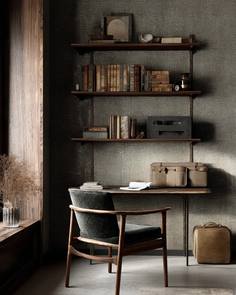 Moody Mid-Century Modern Home Office Decor Ideas