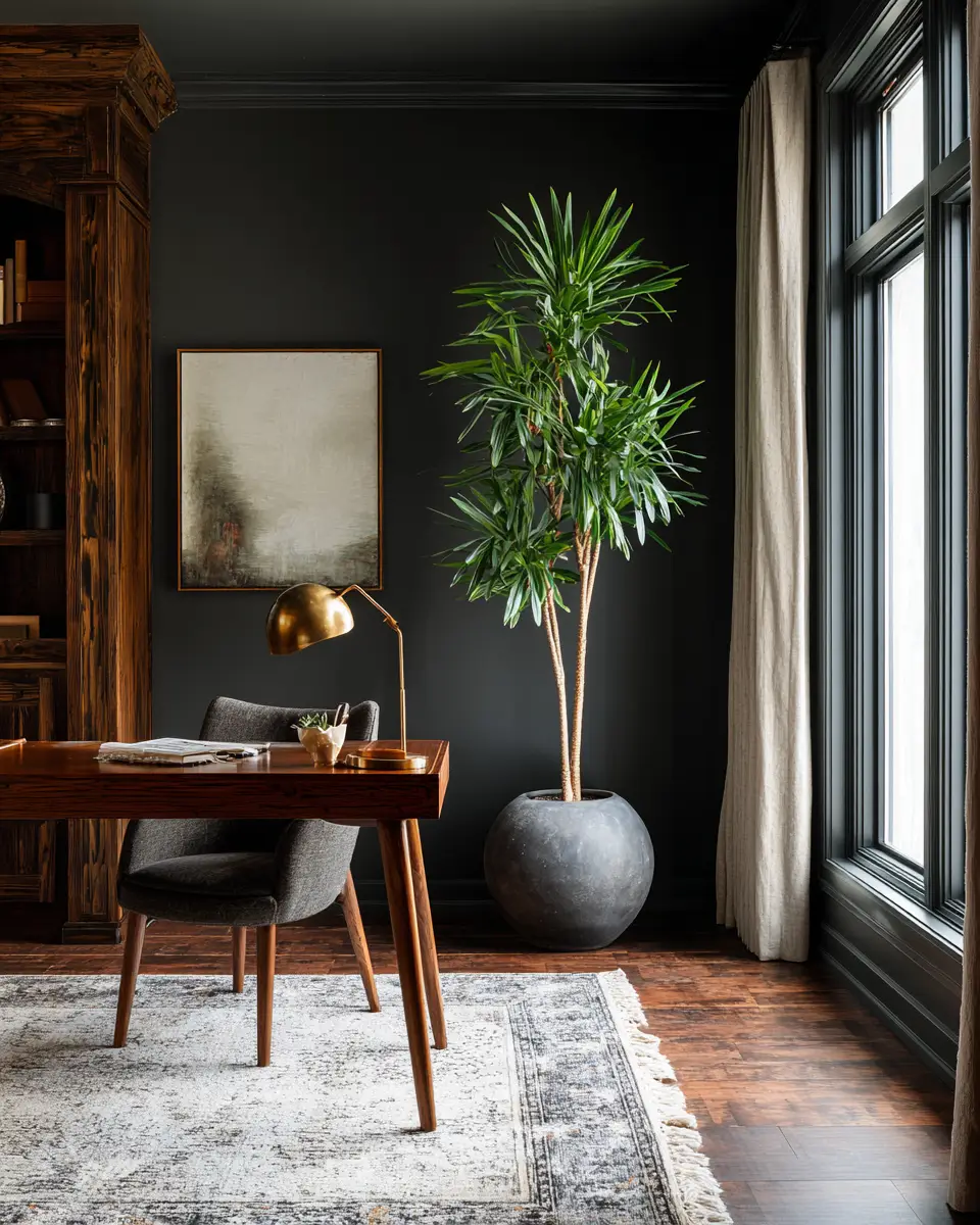 Moody Mid-Century Modern Home Office Decor Ideas