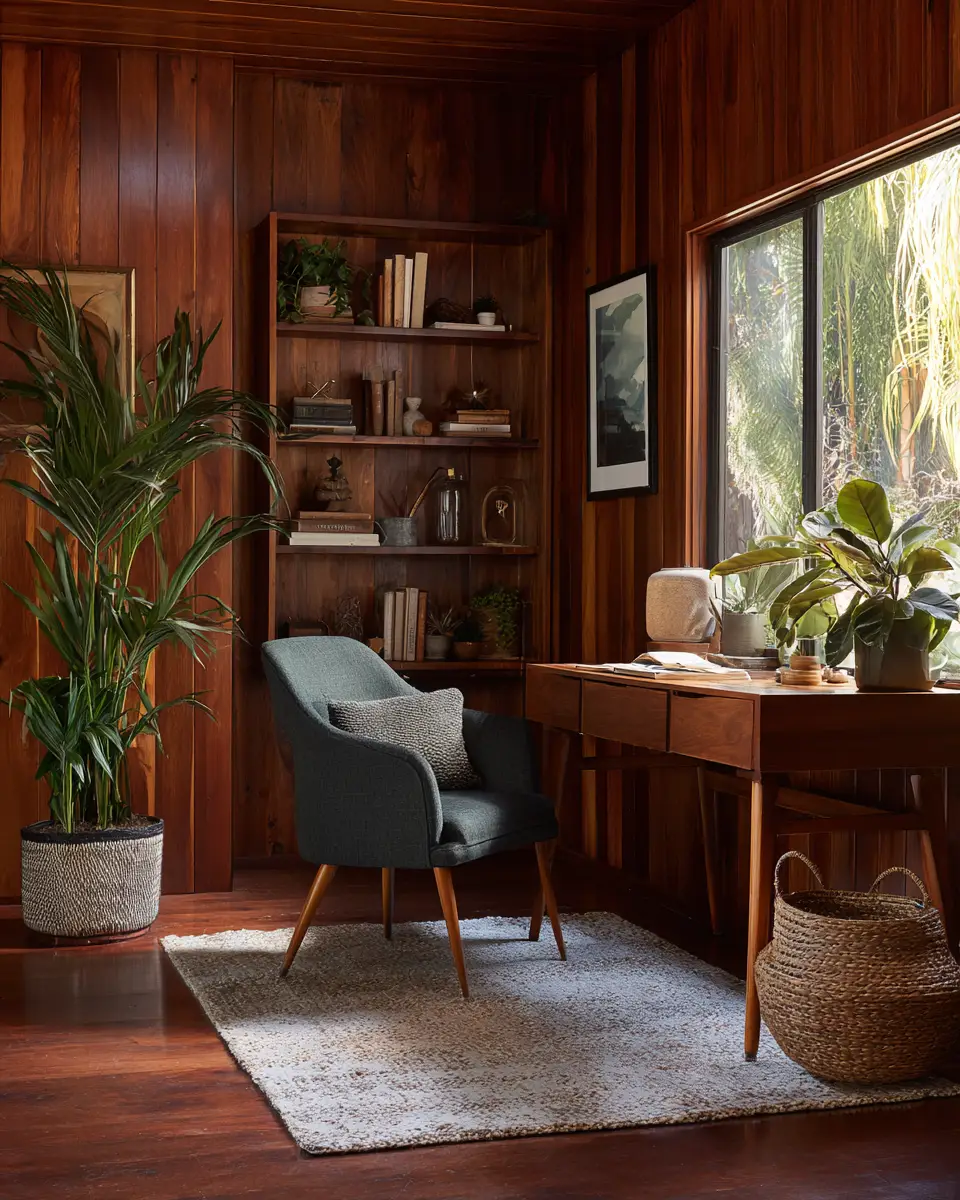 Moody Mid-Century Modern Home Office Decor Ideas