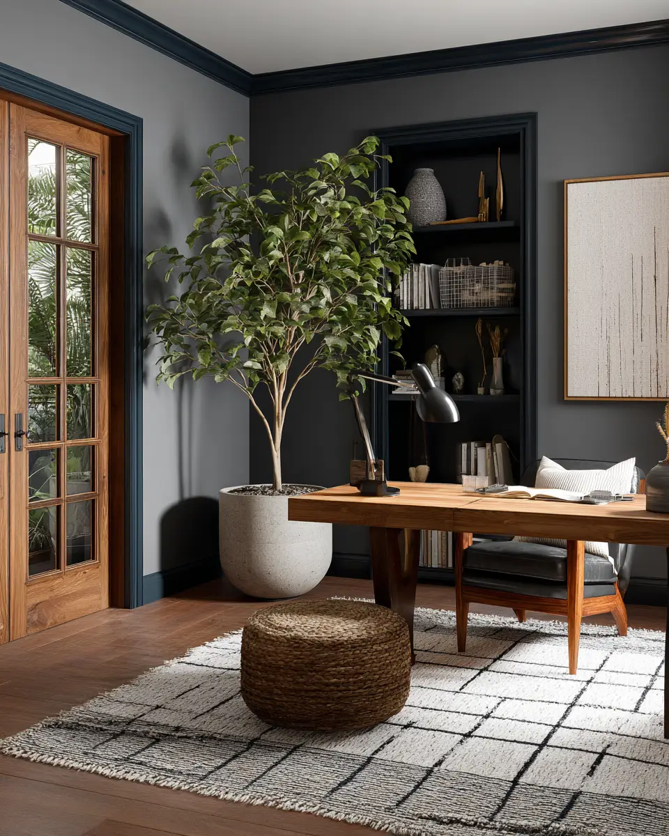 Moody Mid-Century Modern Home Office Decor Ideas