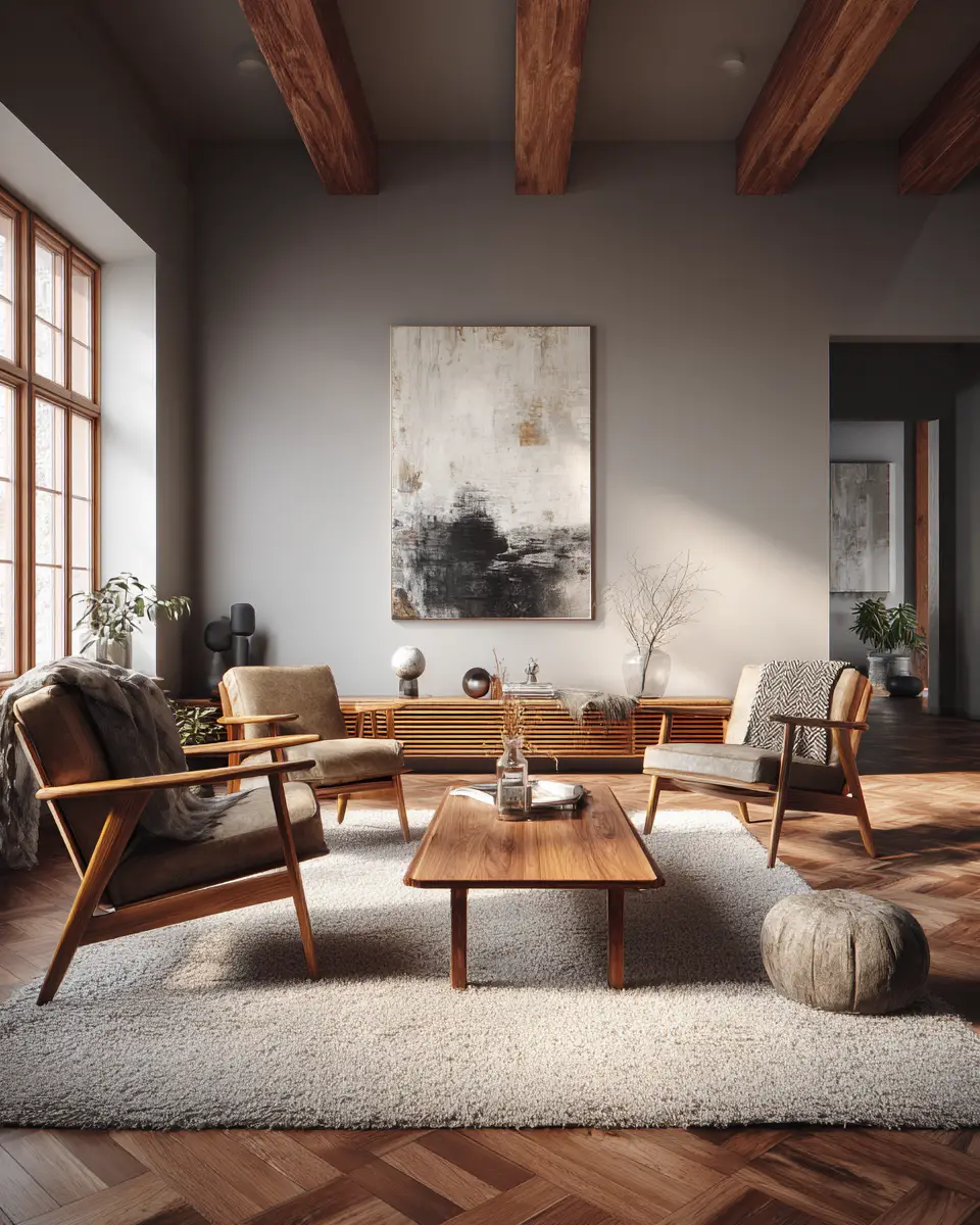 Moody Mid-Century Modern Living Room Decor Ideas