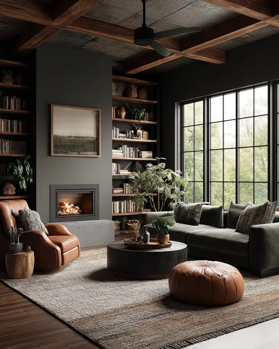 Moody Modern Farmhouse Living Room Decor Ideas