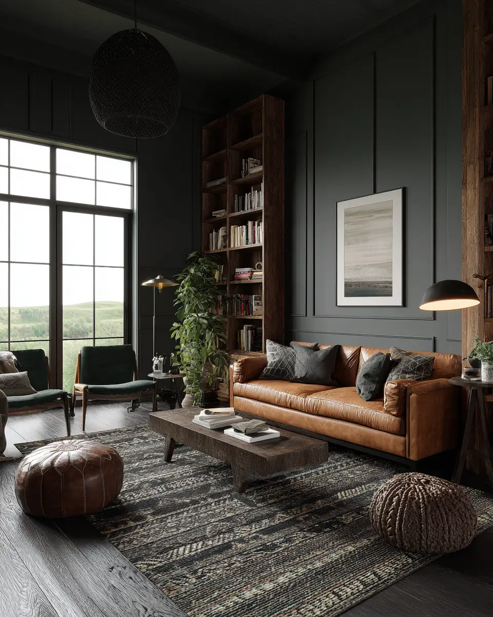 Moody Modern Farmhouse Living Room Decor Ideas