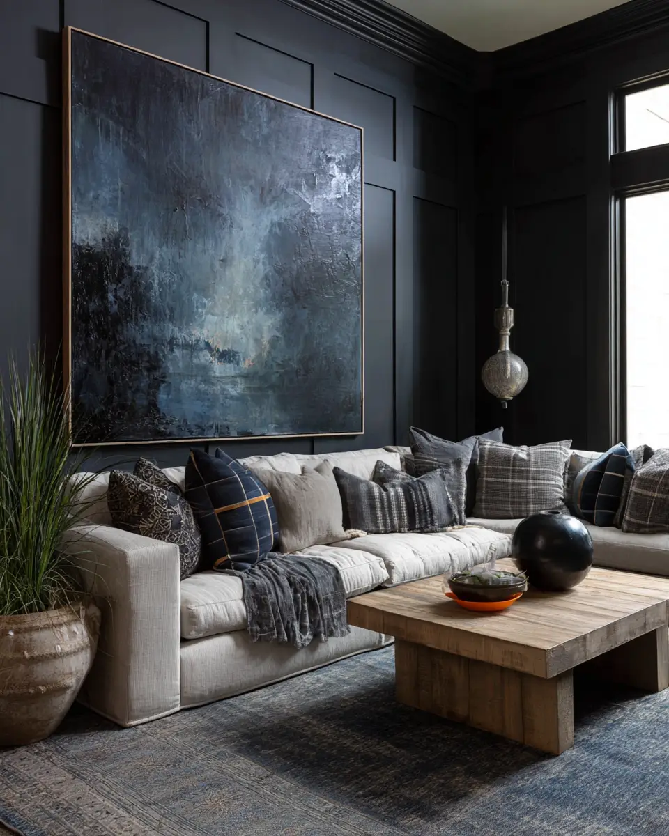 Moody Modern Farmhouse Living Room Decor Ideas