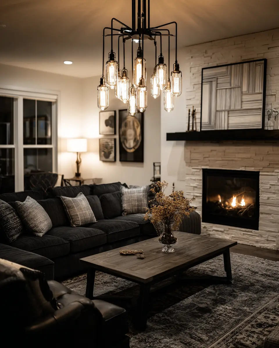 Moody Modern Farmhouse Living Room Decor Ideas
