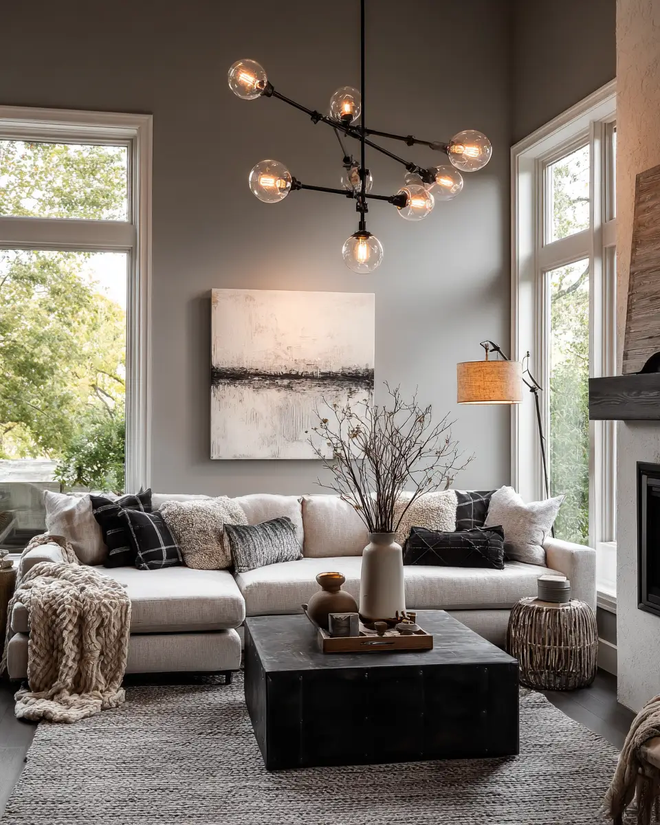 Moody Modern Farmhouse Living Room Decor Ideas