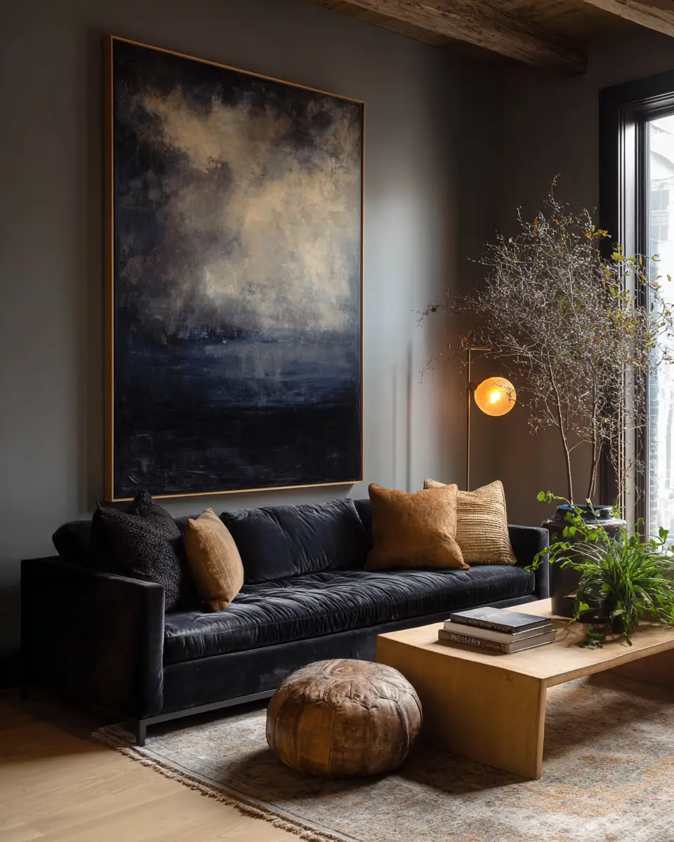 Moody Modern Farmhouse Living Room Decor Ideas