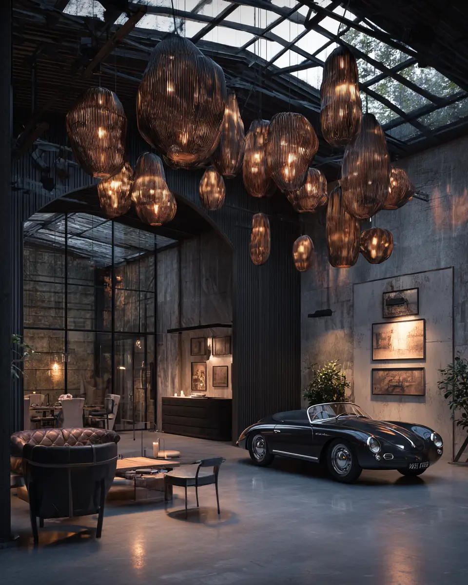 Moody Organic Modern Garage Decor Ideas - Featured