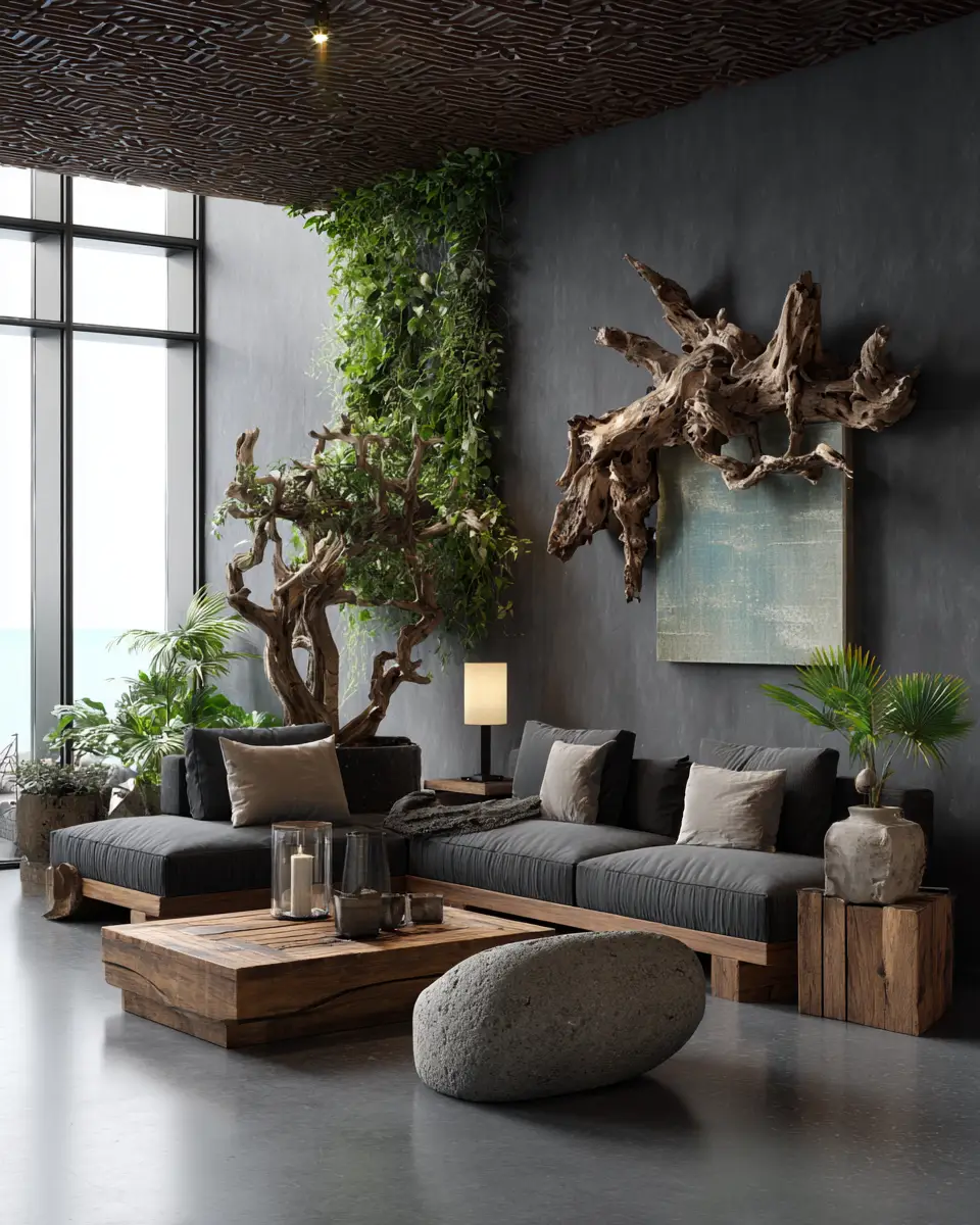 Moody Tropical Living Room Decor Ideas