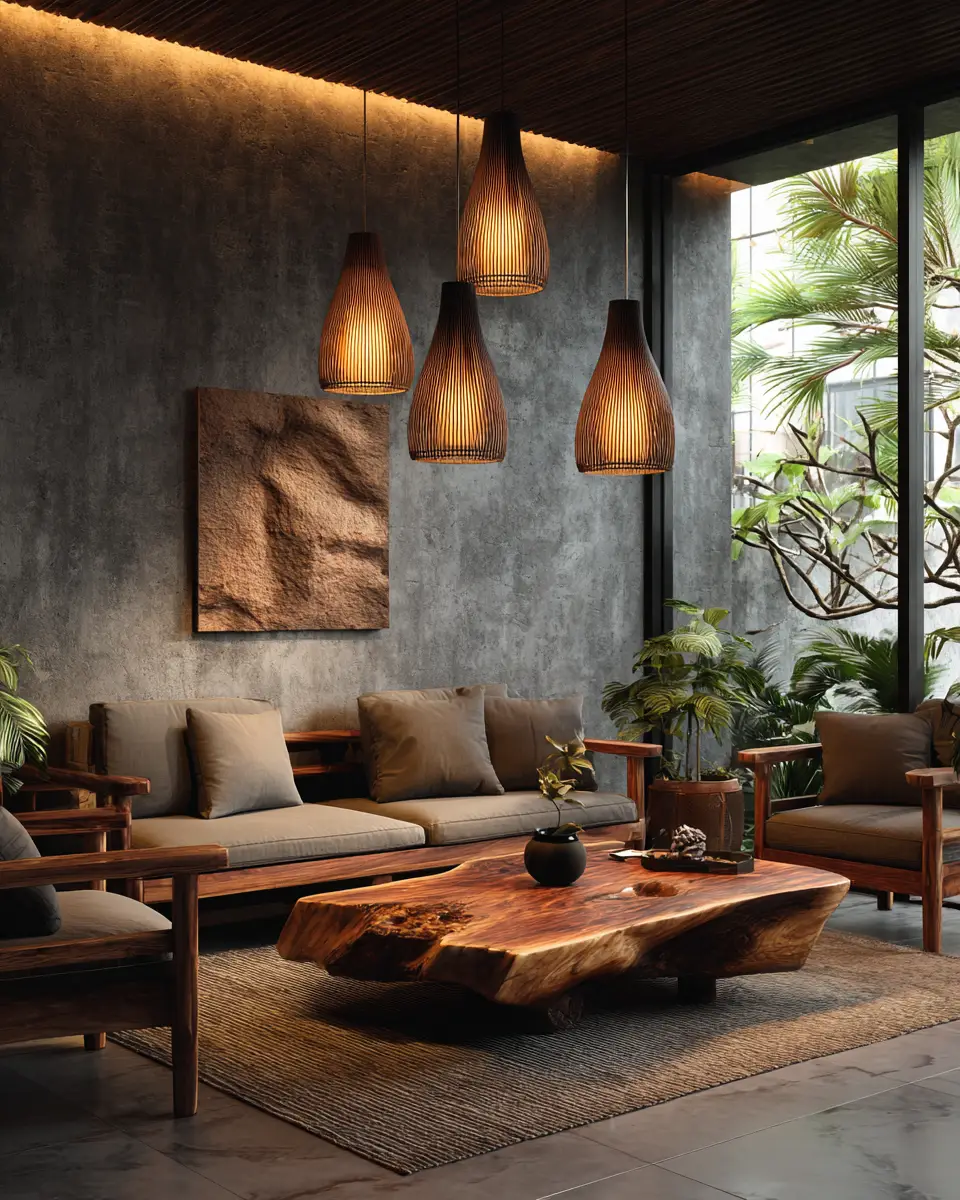 Moody Tropical Living Room Decor Ideas