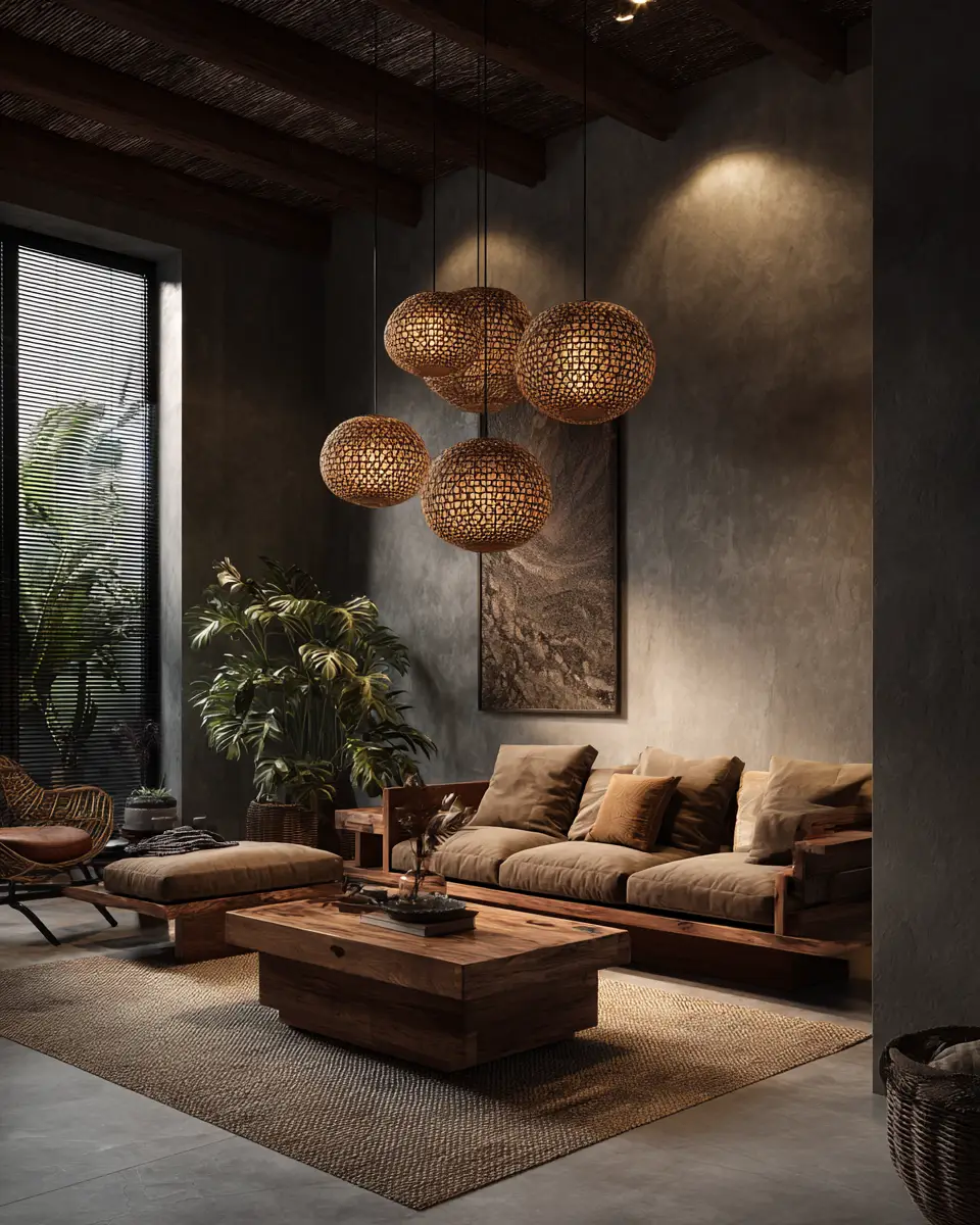 Moody Tropical Living Room Decor Ideas