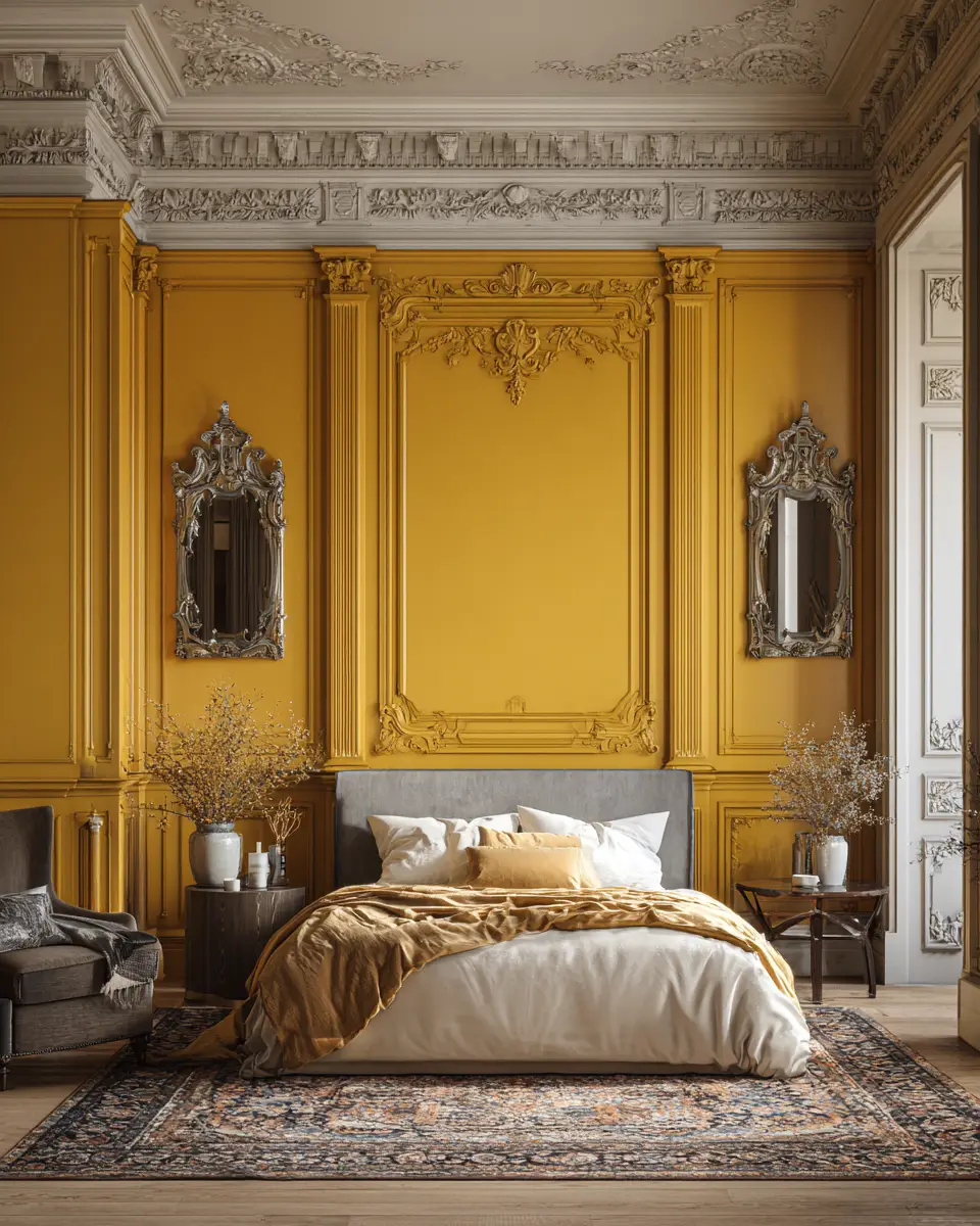 Mustard Yellow Classic Bedroom Decor Ideas