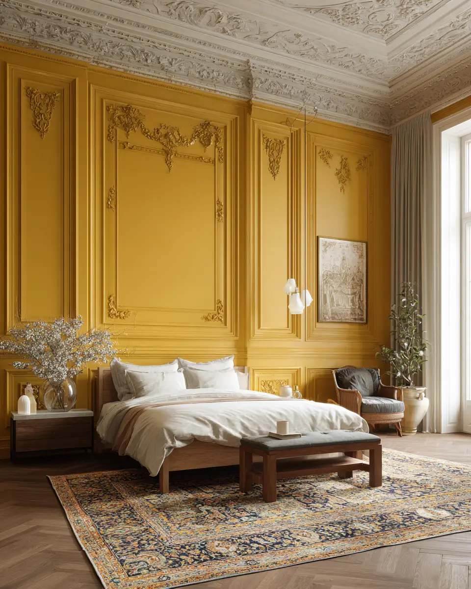 Mustard Yellow Classic Bedroom Decor Ideas