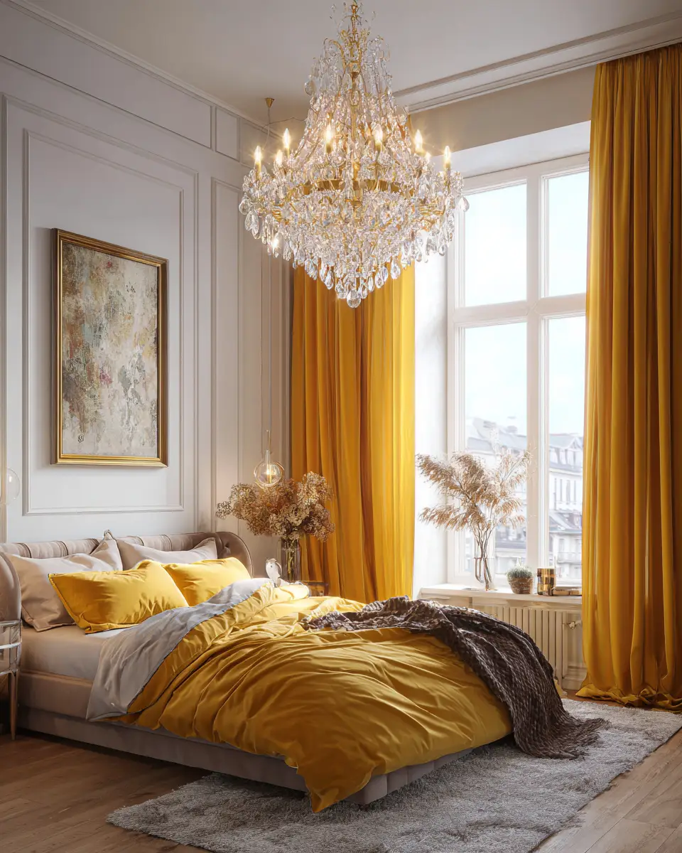 Mustard Yellow Classic Bedroom Decor Ideas