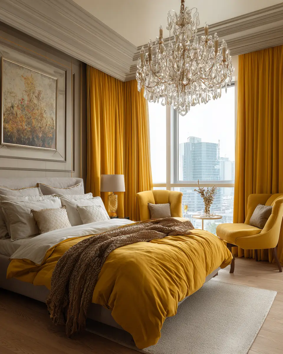 Mustard Yellow Classic Bedroom Decor Ideas