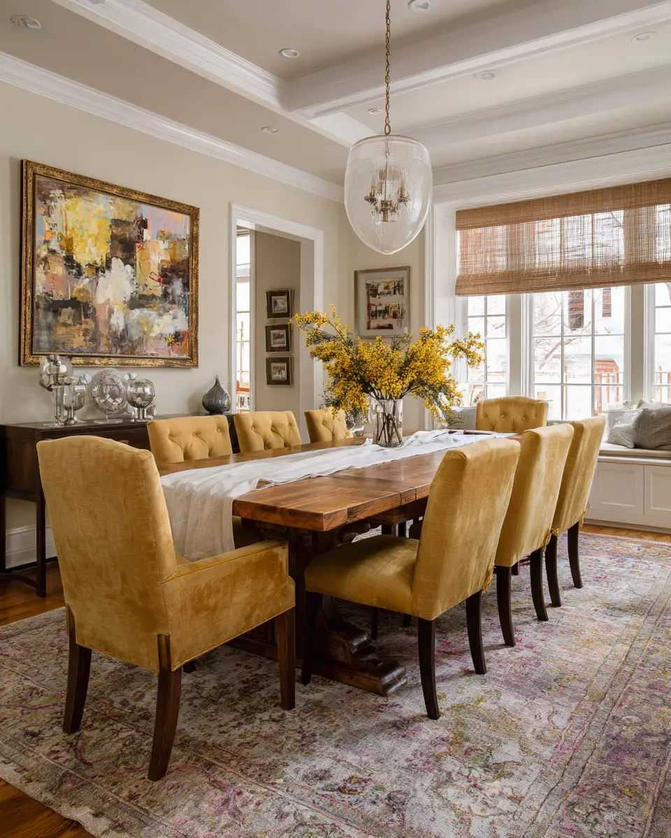 Mustard Yellow Classic Dining Room Decor Ideas
