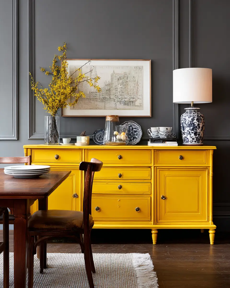 Mustard Yellow Classic Dining Room Decor Ideas