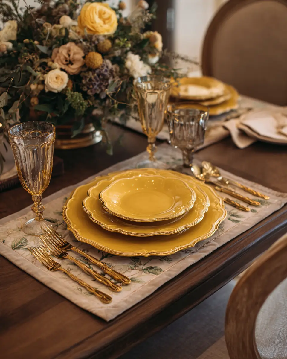 Mustard Yellow Classic Dining Room Decor Ideas