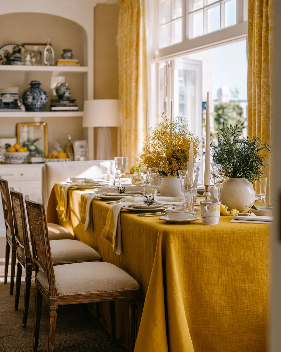 Mustard Yellow Classic Dining Room Decor Ideas
