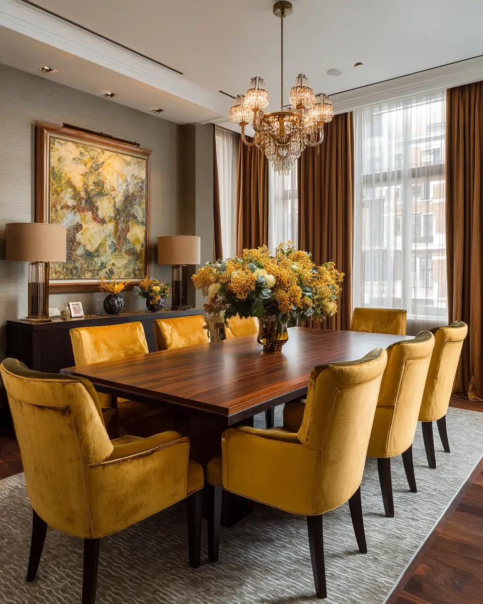Mustard Yellow Classic Dining Room Decor Ideas