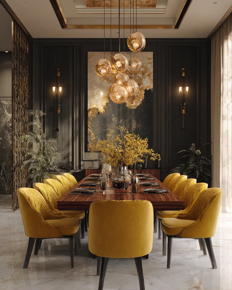 Mustard Yellow Classic Dining Room Decor Ideas