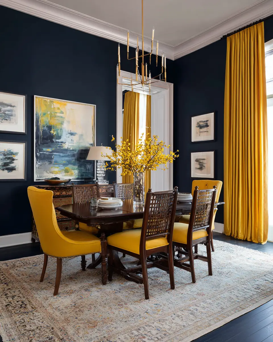 Mustard Yellow Classic Dining Room Decor Ideas