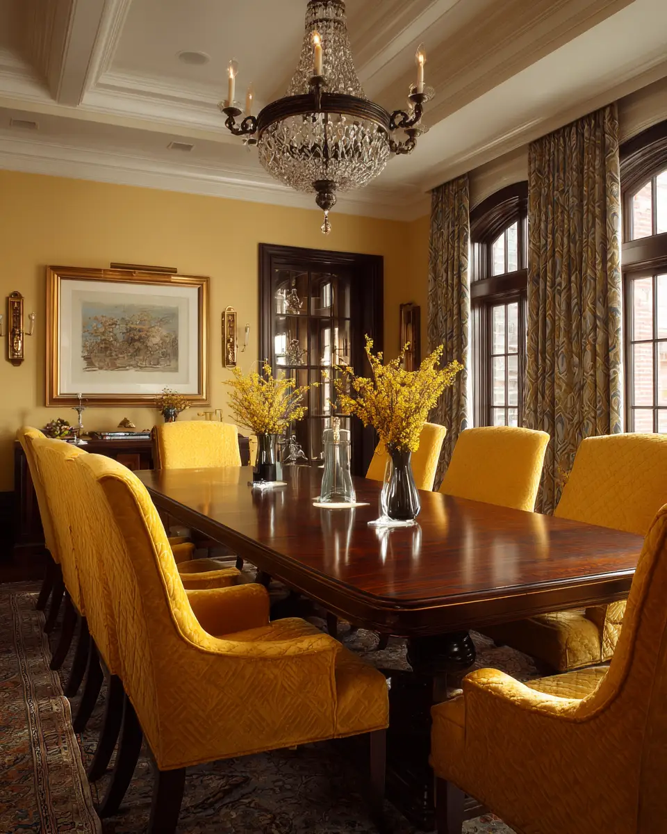 Mustard Yellow Classic Dining Room Decor Ideas